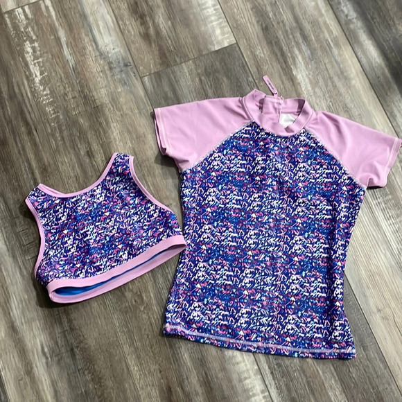 Eddie Bauer Girl’s 2 piece Reversible Swimwear Set - Picture 1 of 8